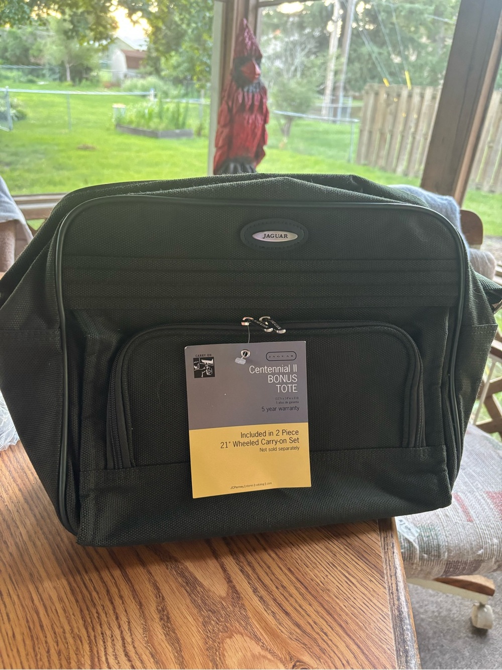 Centennial II Green Travel Tote with outside pockets 11x14x6